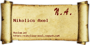 Nikolics Axel névjegykártya